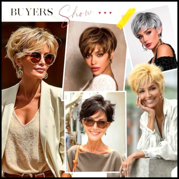 Short Pixie Cut Wig with Bangs Heat Resistant Synthetic Hair Glueless main image 6